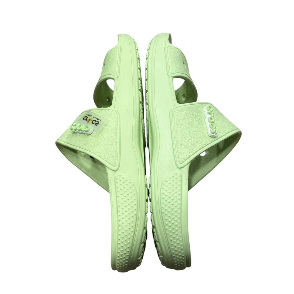 NEW Crocs Classic Sandals Slides Lime Green Mens Size 11 Two Strap Comfort